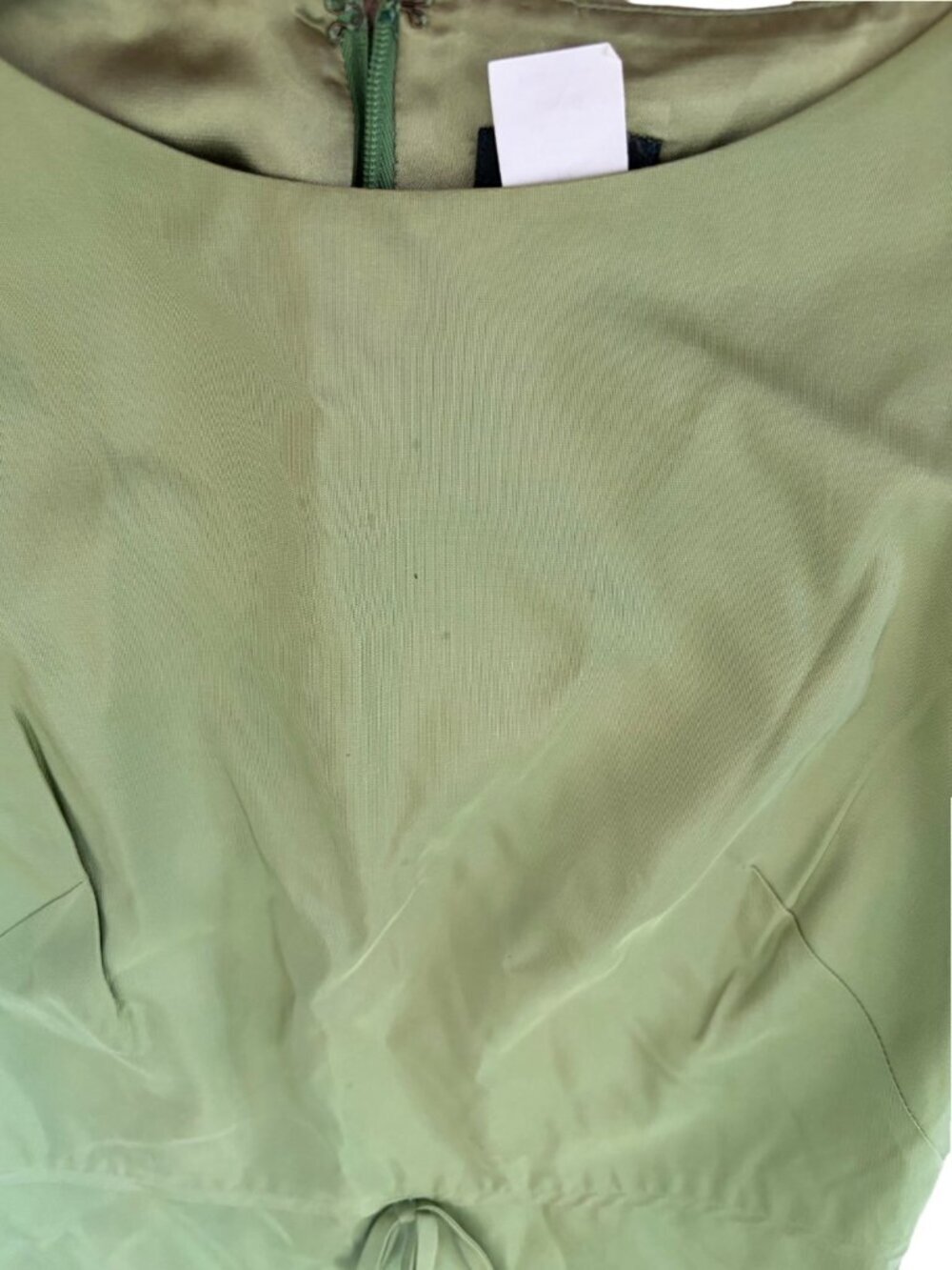Vintage J. Crew Green 100% Silk Taffeta Dress Size 2 - Picture 2 of 7